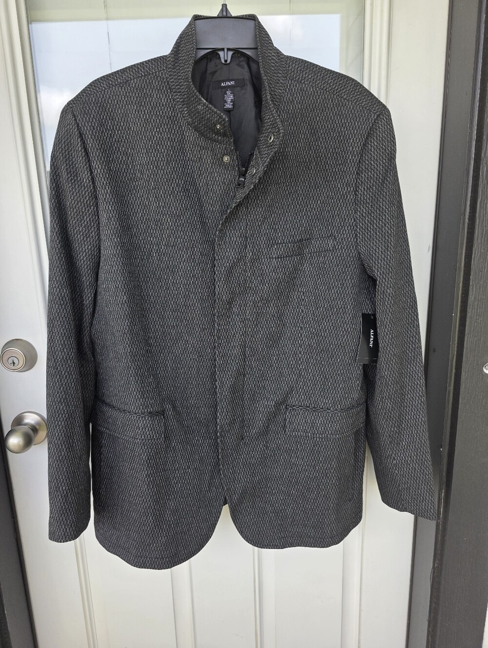 NWT Alfani $139.50 Gray Textured Sport Coat Jacket Large Modern Stretch Blazer - Picture 2 of 12